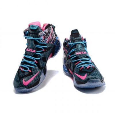 Nike Erkek Lebron 12 Siyah / Mavi / Pembe Basketbol Ayakkabısı Türkiye - P2VK0C0W